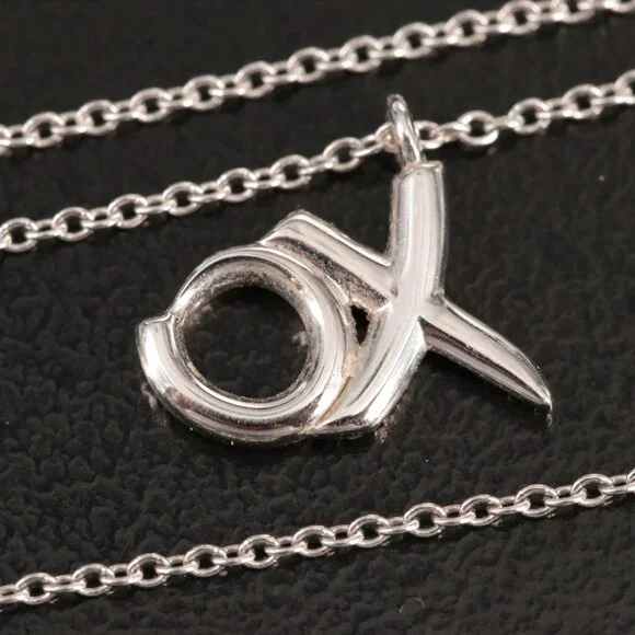 Tiffany & Co. 18K White Gold Diamond XO Pendant Necklace - Picture 7 of 10